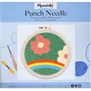 Image de Figured'Art Punch Needle Kit voor Volwassenen en Kinderen - Bloemen over een Regenboog - Perfect voor Beginners. Compleet klaar-om-te-borduren set, maat 20x20 cm met ronde frame