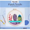 Image de Figured'Art Punch Needle Kit voor Volwassenen en Kinderen - Kleurrijke Cactussen bij een Witte Muur - Perfect voor Beginners. Compleet klaar-om-te-borduren set, maat 20x20 cm met ronde frame
