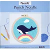 Image de Figured'Art Punch Needle Kit voor Volwassenen en Kinderen - De blauwe walvis - Perfect voor Beginners. Compleet klaar-om-te-borduren set, maat 20x20 cm met ronde frame
