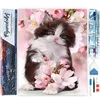 Image de Figured'Art Diamond Painting set Volwassenen 40x50 cm Kat en bloemen - 5D DIY Art full drill vierkante diamant - Opgerold canvas