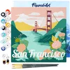 Image de Figured'Art Mini Schilderen op Nummer Volwassenen 20x20cm met lijst Reisposter San Francisco - Klein Formaat Creatieve Hobby Kit DIY Art Nummer Compleet
