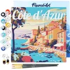 Image de Figured'Art Mini Schilderen op Nummer Volwassenen 20x20cm met lijst Reisposter Cote d'Azur - Klein Formaat Creatieve Hobby Kit DIY Art Nummer Compleet