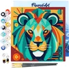 Image de Figured'Art Mini Schilderen op Nummer Volwassenen 20x20cm met lijst Leeuw Art - Deco-geïnspireerde Abstractie - Klein Formaat Creatieve Hobby Kit DIY Art Nummer Compleet
