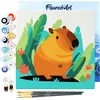 Image de Figured'Art Mini Schilderen op Nummer Volwassenen 20x20cm met lijst Tropische Capibara - Klein Formaat Creatieve Hobby Kit DIY Art Nummer Compleet