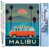 Image de Figured'Art Schilderen op Nummer Volwassenen canvas Reisposter Malibu- Handwerk acrylverf Kit DIY Compleet - 40x50cm zonder frame