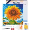 Image de Figured'Art Mini Diamond Painting set Volwassenen 25x25 cm met lijst Zongekuste Zonnebloem - 5D DIY Art full drill ronde diamant - Canvas al ingelijst