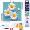 Image de Figured'Art Mini Diamond Painting set Volwassenen 25x25 cm Lieve Witte Madeliefjes - 5D DIY Art full drill ronde diamant - Opgerold canvas