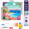 Image de Figured'Art Mini Diamond Painting set Volwassenen 25x25 cm Kleurrijke Franse Riviera - 5D DIY Art full drill ronde diamant - Opgerold canvas