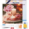 Image de Figured'Art Mini Diamond Painting set Volwassenen 25x25 cm met lijst Orchideeën en Kaarsen - 5D DIY Art full drill ronde diamant - Canvas al ingelijst