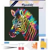 Image de Figured'Art Mini Diamond Painting set Volwassenen 25x25 cm met lijst Neon Zebra - 5D DIY Art full drill ronde diamant - Canvas al ingelijst