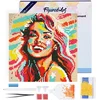 Image de Figured'Art Mini Diamond Painting set Volwassenen 25x25 cm met lijst Blonde Vrouw Pop Art - 5D DIY Art full drill ronde diamant - Canvas al ingelijst