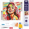 Image de Figured'Art Mini Diamond Painting set Volwassenen 25x25 cm Blonde Vrouw Pop Art - 5D DIY Art full drill ronde diamant - Opgerold canvas