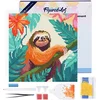 Image de Figured'Art Mini Diamond Painting set Volwassenen 25x25 cm met lijst Tropische Luiaard - 5D DIY Art full drill ronde diamant - Canvas al ingelijst