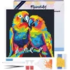 Image de Figured'Art Mini Diamond Painting set Volwassenen 25x25 cm met lijst Papegaaien Abstracte Pop-Art - 5D DIY Art full drill ronde diamant - Canvas al ingelijst