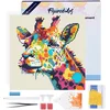 Image de Figured'Art Mini Diamond Painting set Volwassenen 25x25 cm met lijst Giraffe Abstracte Pop-Art - 5D DIY Art full drill ronde diamant - Canvas al ingelijst