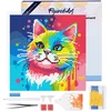 Image de Figured'Art Mini Diamond Painting set Volwassenen 25x25 cm met lijst Katten Abstracte Pop-Art - 5D DIY Art full drill ronde diamant - Canvas al ingelijst