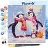 Image de Figured'Art Mini Schilderen op Nummer Volwassenen 20x20cm met lijst Pinguïnfamilie in de Sneeuw - Klein Formaat Creatieve Hobby Kit DIY Art Nummer Compleet