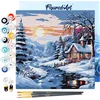 Image de Figured'Art Mini Schilderen op Nummer Volwassenen 20x20cm met lijst Lieflijk Winterhuisje - Klein Formaat Creatieve Hobby Kit DIY Art Nummer Compleet