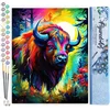 Image de Figured'Art Schilderen op Nummer Volwassenen canvas Kleurrijke Abstracte Bison- Handwerk acrylverf Kit DIY Compleet - 40x50cm zonder frame