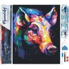 Image de Figured'Art Diamond Painting set Volwassenen 40x50 cm Kleurrijke Abstracte Wilde Zwijn - 5D DIY Art full drill vierkante diamant - Opgerold canvas