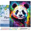 Image de Figured'Art Schilderen op Nummer Volwassenen met lijst Kleurrijke Abstracte Panda- Handwerk acrylverf Kit DIY Compleet - 40x50cm Canvas al ingelijst