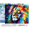 Image de Figured'Art Schilderen op Nummer Volwassenen met lijst Kleurrijke Abstracte Leeuw- Handwerk acrylverf Kit DIY Compleet - 40x50cm Canvas al ingelijst