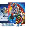 Image de Figured'Art Diamond Painting set Volwassenen 40x50 cm met lijst Kleurrijke Abstracte Zebra - 5D DIY Art full drill vierkante diamant - Canvas al ingelijst