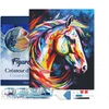 Image de Figured'Art Diamond Painting set Volwassenen 40x50 cm met lijst Kleurrijke Abstracte Paard - 5D DIY Art full drill vierkante diamant - Canvas al ingelijst