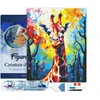 Image de Figured'Art Diamond Painting set Volwassenen 40x50 cm met lijst Kleurrijke Abstracte Giraf - 5D DIY Art full drill vierkante diamant - Canvas al ingelijst