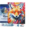 Image de Figured'Art Diamond Painting set Volwassenen 40x50 cm met lijst Kleurrijke Abstracte Vos - 5D DIY Art full drill vierkante diamant - Canvas al ingelijst