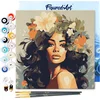 Image de Figured'Art Mini Schilderen op Nummer Volwassenen 20x20cm met lijst Bloemen schoonheid koningin - Klein Formaat Creatieve Hobby Kit DIY Art Nummer Compleet
