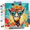 Image de Figured'Art Mini Schilderen op Nummer Volwassenen 20x20cm met lijst Fantasie giraffe en bloemen - Klein Formaat Creatieve Hobby Kit DIY Art Nummer Compleet