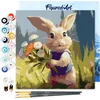Image de Figured'Art Mini Schilderen op Nummer Volwassenen 20x20cm met lijst Konijn en wilde bloemen - Klein Formaat Creatieve Hobby Kit DIY Art Nummer Compleet