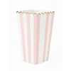 Image de PARTYPRO - 8 pastelroze en witte popcornzakjes 12,5 x 7 cm van goudgestreept karton