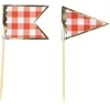 Image de PARTYPRO - 10 vichy cocktailprikkers 10 cm rood en wit