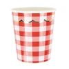 Image de PARTYPRO - 8 festoenige kartonnen bekers rood-wit vichy 200 ml