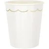 Image de PARTYPRO - 8 Kartonnen bekers met schulprand wit en goud 200ml
