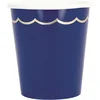 Image de PARTYPRO - 8 chique, geschulpte marineblauwe en gouden kartonnen bekers 200 ml