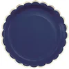Image de PARTYPRO - 8 elegante geschulpte kartonnen borden marineblauw en goud 23 cm