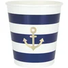 Image de PARTYPRO - 8 geschulpte kartonnen maritieme bekers 200 ml met gouden anker