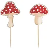 Image de PARTYPRO - 10 rood-witte paddenstoel cocktailprikkers van hout