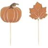 Image de PARTYPRO - 10 herfst cocktailprikkers pompoen en blad