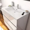 Image de Ensemble Meuble de salle de bain blanc 80 cm sur pied 3 tiroirs + vasque ceramique blanche + miroir