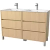 Image de Pack Meuble Salle de Bains 120 cm Chêne Clair, 6 tiroirs avec Vasque Céramique - XENOS