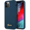 Image de Guess Silicone Metal Script Back Case - Geschikt voor Apple iPhone 12 Pro Max (6.7") - Blauw