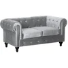 Image de Bank bankstel velours fluweel Chesterfield "Aliza" - 157 x 82 x 70 cm - 2 zits - Grijs