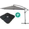 Image de Parasol vrijhangend tuin zweefparasol Aluminium "Ilios 3" - Vierkant - 3 x 3 m - Grijs - Inclusief parasolvoet tegel / parasoltegels
