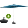 Image de Parasol tuin tuinparasol "Sol 2" - Rechthoekig - 2 x 3 m - Blauw + inclusief parasolvoet tegel / parasoltegels
