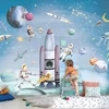 Image de MIMI'Lou Kinderbehang Panorama Behang Ruimtevaart Raket Kinderkamer 400 x 25 cm