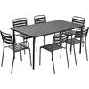 Image de sweeek - Metalen tuintafel + 6 stoelen, waarvan 2 met armleuning, roestvrij staal, 160 x 90 x h 72,5cm